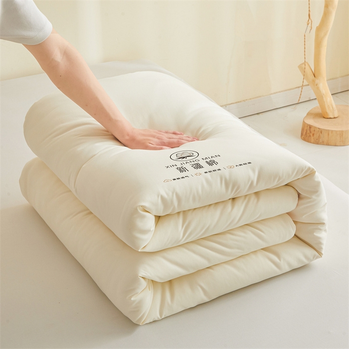 91家纺网 家纺一手货源 找家纺 爱屋及屋 2025新款撞色棉花被系列被子被芯 浅灰拼白