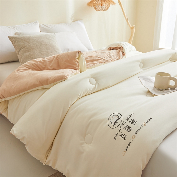 91家纺网 家纺一手货源 找家纺 爱屋及屋 2025新款撞色棉花被系列被子被芯 卡其拼白