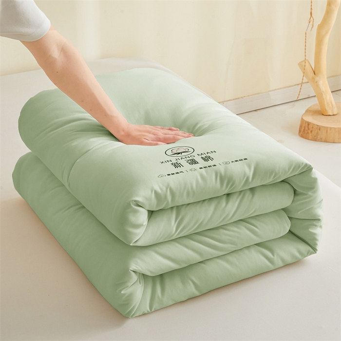 91家纺网 家纺一手货源 找家纺 爱屋及屋 2025新款撞色棉花被系列被子被芯 果绿拼白