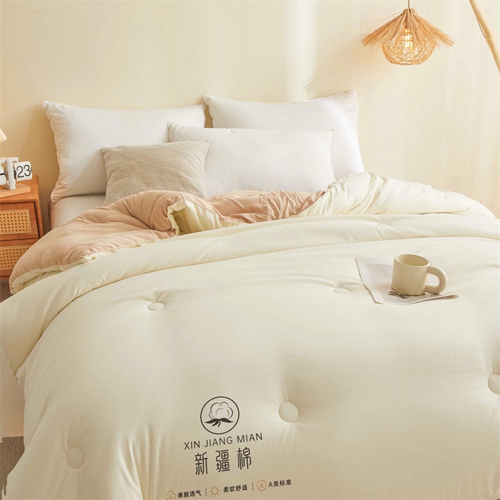 91家纺网 家纺一手货源 找家纺 爱屋及屋 2025新款撞色棉花被系列被子被芯 卡其拼白