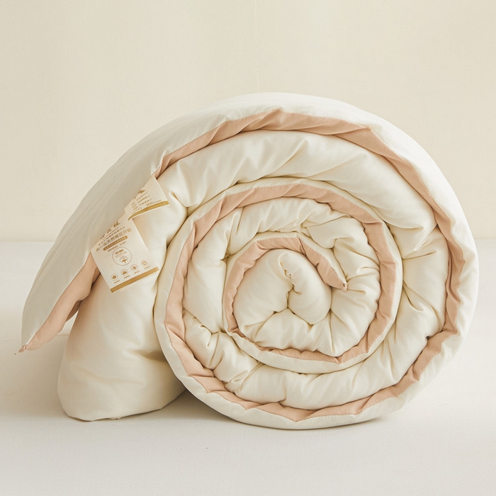 91家纺网 家纺一手货源 找家纺 爱屋及屋 2025新款撞色棉花被系列被子被芯 卡其拼白