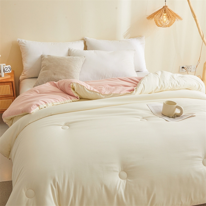 91家纺网 家纺一手货源 找家纺 爱屋及屋 2025新款撞色棉花被系列被子被芯 粉拼白