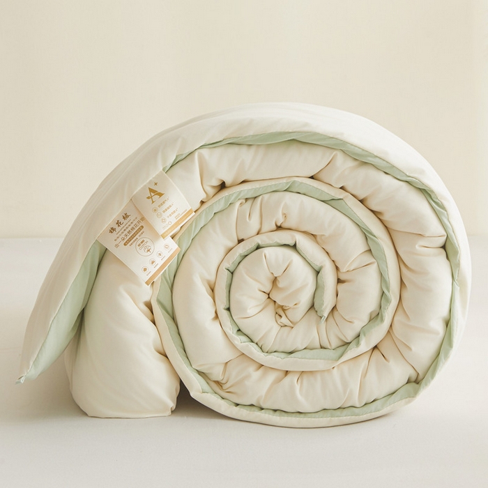 91家纺网 家纺一手货源 找家纺 爱屋及屋 2025新款撞色棉花被系列被子被芯 果绿拼白