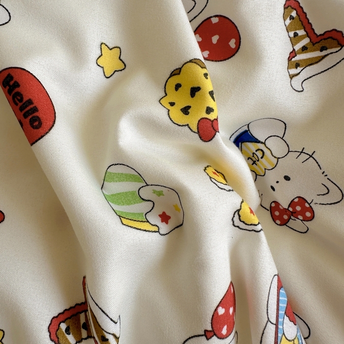 91家纺网 家纺一手货源 找家纺 宏源家纺 2025新款芦荟棉印花亲肤四件套 萌萌猫灰