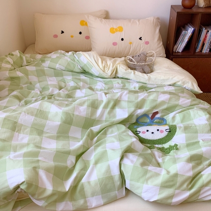 91家纺网 家纺一手货源 找家纺 （总）桃喜 2025新款韩系卡通水洗棉毛巾绣四件套