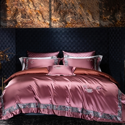 91家纺网 家纺一手货源 找家纺 （总）蒂爵 2025新款A版真丝棉b版新疆长绒棉时尚高端四件套-云梦