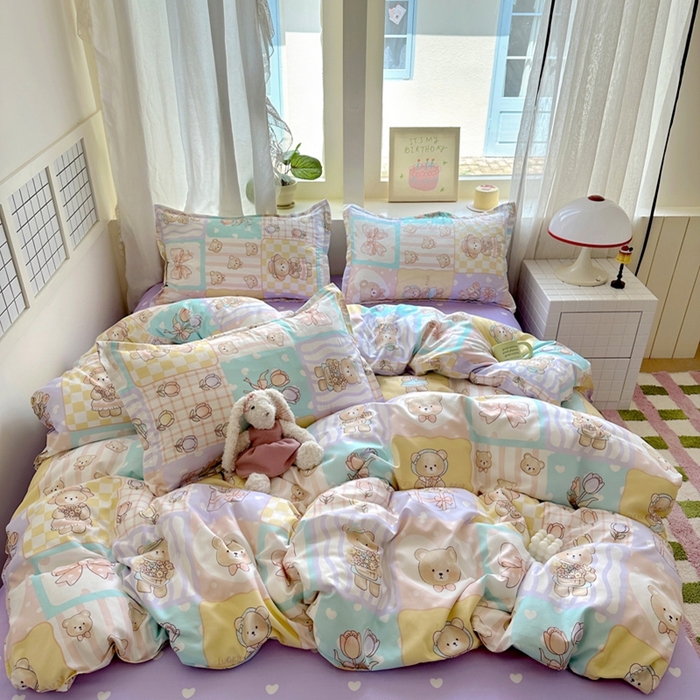 91家纺网 家纺一手货源 找家纺 （总）宏源家纺 2025新款芦荟棉印花亲肤四件套