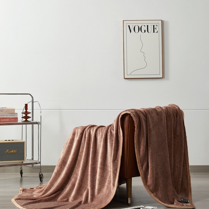 91家纺网 家纺一手货源 找家纺 馨米莱家纺 2025新款阳离子提花毯 咖色