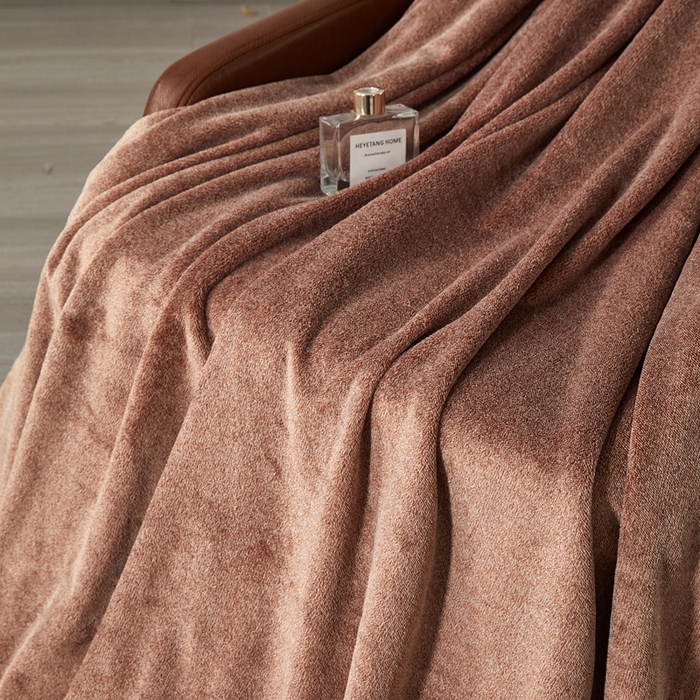 91家纺网 家纺一手货源 找家纺 馨米莱家纺 2025新款阳离子提花毯 咖色