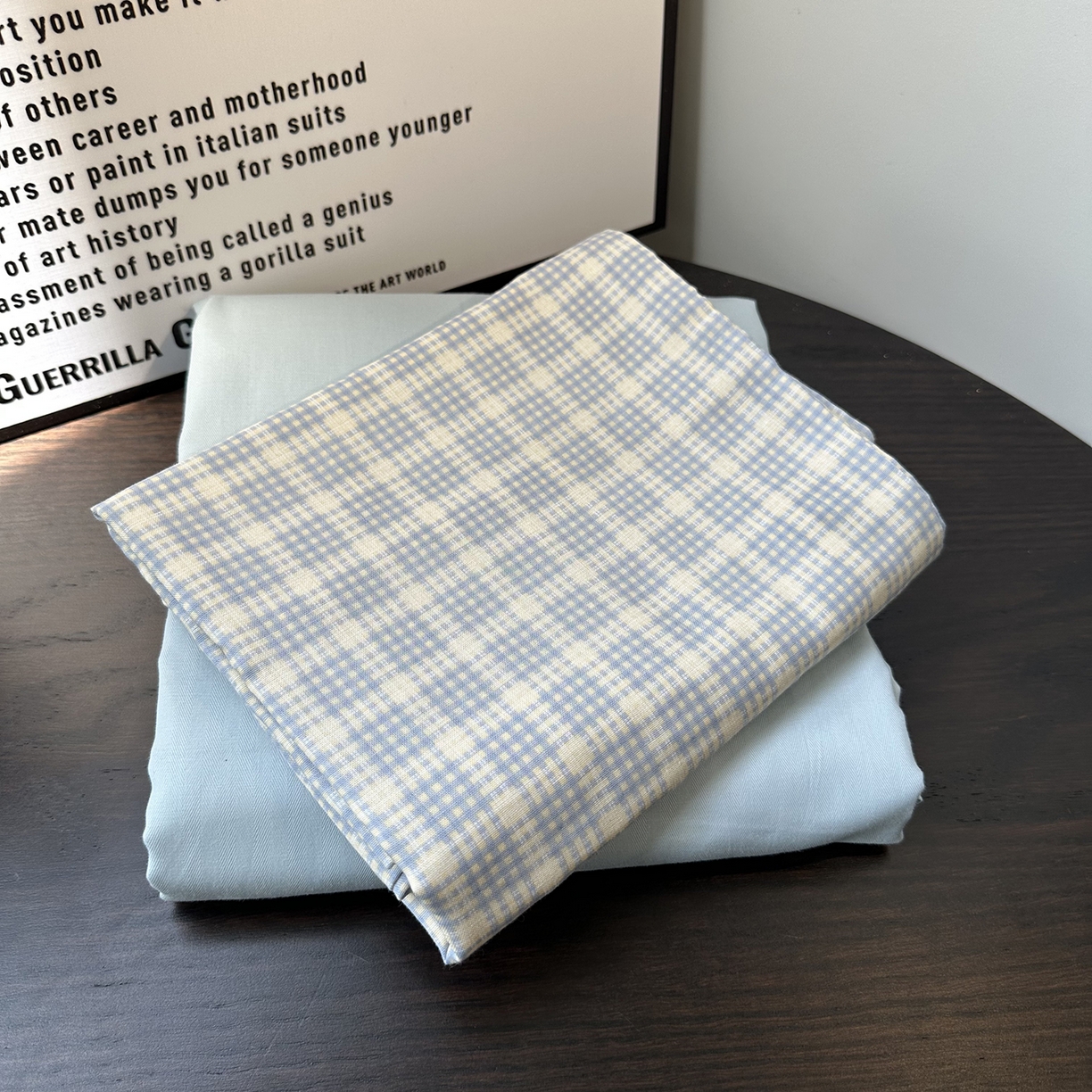 91家纺网 家纺一手货源 找家纺 麦伦家居 2025春夏新款冰纱夏被夏凉被空调被系列二 方格蓝