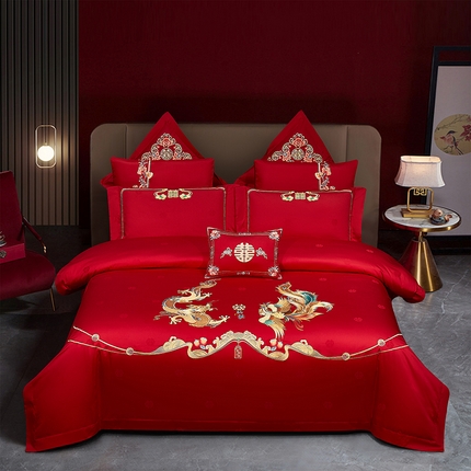 蒂爵 2025新款长绒棉高端简约绣花婚庆四件套多件套轻奢品质高性价款 前程似锦