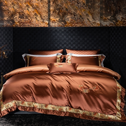 91家纺网 家纺一手货源 找家纺 （总）蒂爵 2025新款A版真丝棉b版新疆长绒棉时尚高端四件套-云梦