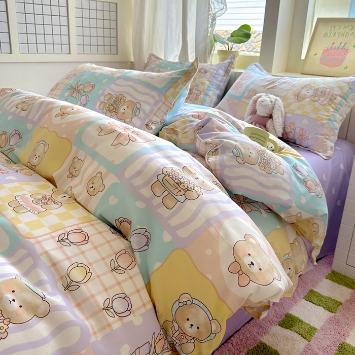 91家纺网 家纺一手货源 找家纺 （总）宏源家纺 2025新款芦荟棉印花亲肤四件套