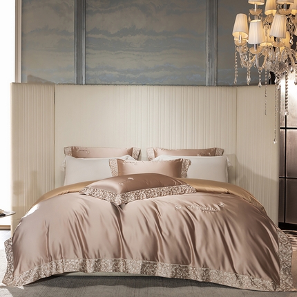 91家纺网 家纺一手货源 找家纺 （总）蒂爵 2025新款A版真丝棉b版新疆长绒棉时尚高端四件套-蝶彩