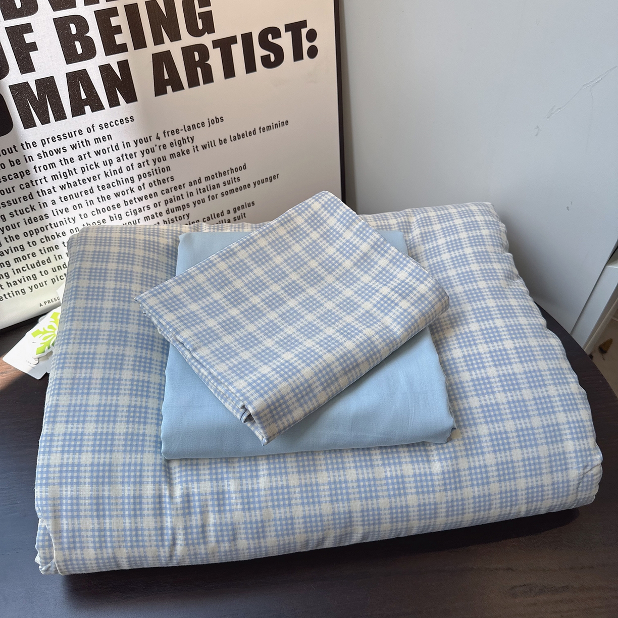 91家纺网 家纺一手货源 找家纺 麦伦家居 2025春夏新款冰纱夏被夏凉被空调被系列二 方格蓝