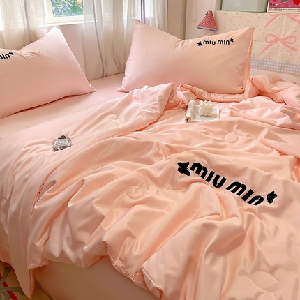 91家纺网 家纺一手货源 找家纺 （总）花伞家居 2025新款刺绣高级感水洗真丝夏被四件套含买家秀