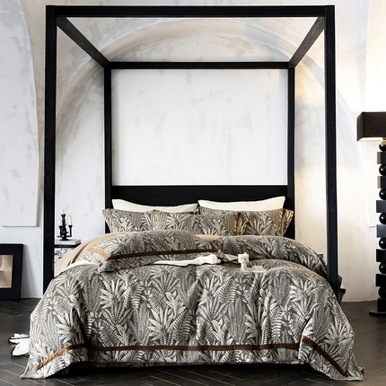 蒂爵 2025新款A版羊毛混纺、b版新疆长绒棉时尚秋冬四件套-挪威森林 挪威森林-咖