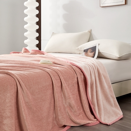 馨米莱家纺 2025新款阳离子提花毯 玉粉色