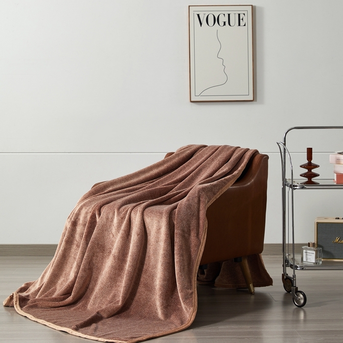 91家纺网 家纺一手货源 找家纺 馨米莱家纺 2025新款阳离子提花毯 咖色