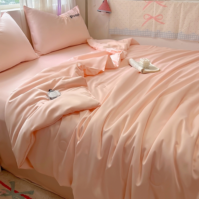 91家纺网 家纺一手货源 找家纺 （总）花伞家居 2025新款刺绣高级感水洗真丝夏被四件套含买家秀