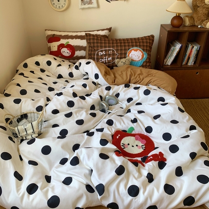 91家纺网 家纺一手货源 找家纺 （总）桃喜 2025新款韩系卡通水洗棉毛巾绣四件套