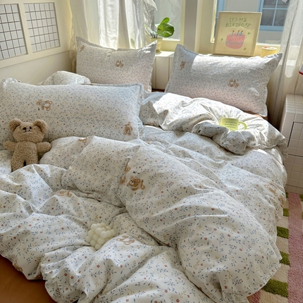 宏源家纺 2025新款芦荟棉印花亲肤四件套 熊仔仔