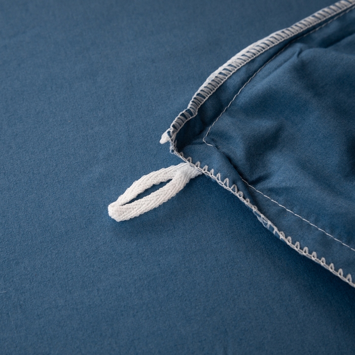 91家纺网 家纺一手货源 找家纺 芷凡家纺 2024新款水洗磨毛纯色双拼学生三件套四件套 天蓝+海蓝