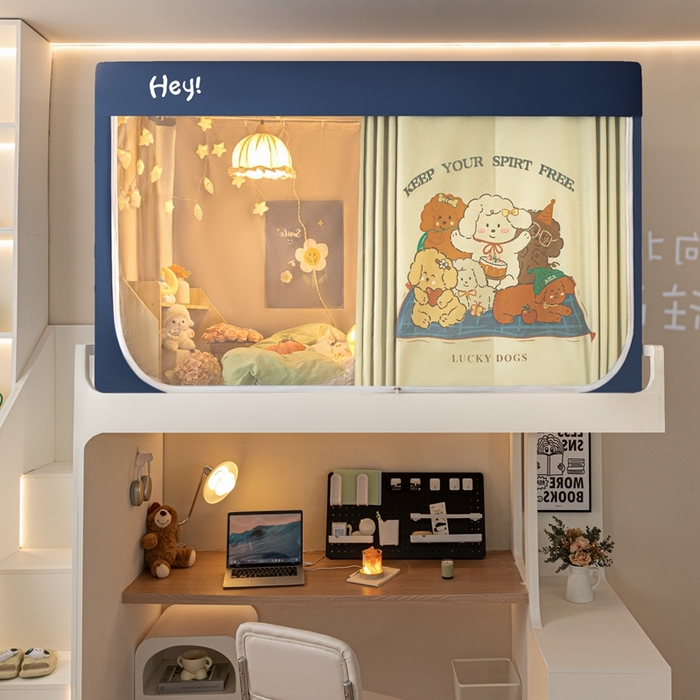 91家纺网 家纺一手货源 找家纺 飞轮海蚊帐 2025新款强遮光防蚊学生蚊帐-XZ-99（靠墙帘选配）快乐家族