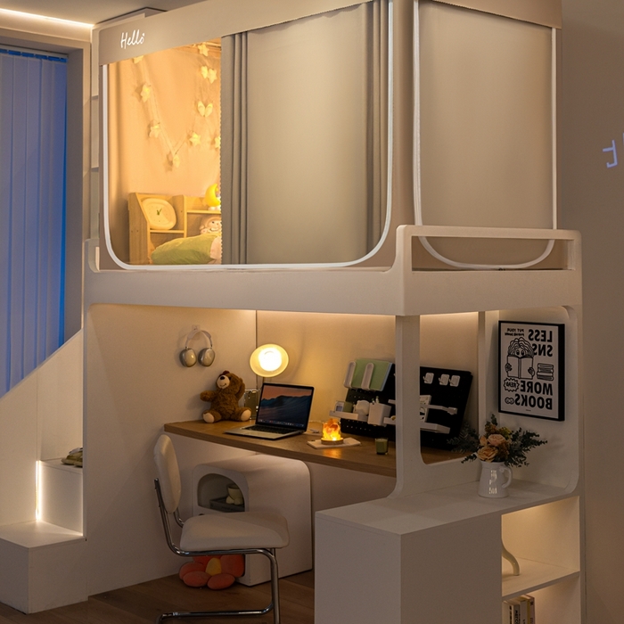 91家纺网 家纺一手货源 找家纺 飞轮海蚊帐 2025新款强遮光防蚊学生蚊帐-XZ-99（靠墙帘选配）香槟