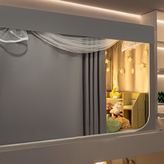 91家纺网 家纺一手货源 找家纺 飞轮海蚊帐 2025新款强遮光防蚊学生蚊帐-XZ-99（靠墙帘选配）银灰