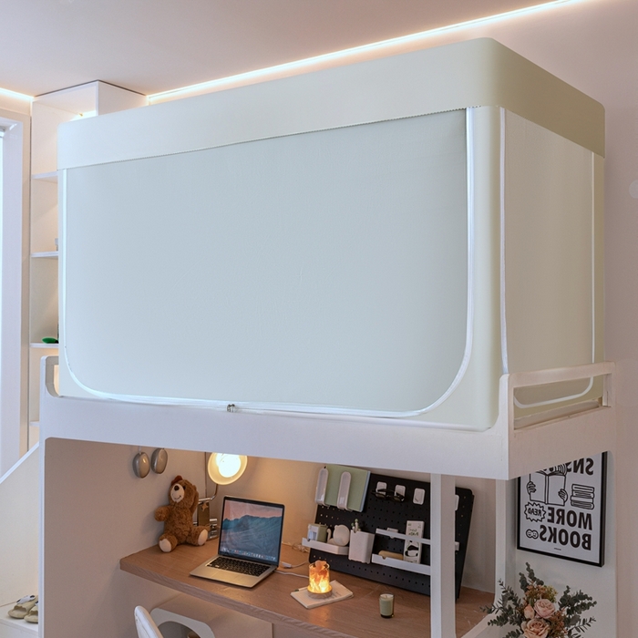 91家纺网 家纺一手货源 找家纺 飞轮海蚊帐 2025新款强遮光防蚊学生蚊帐-XZ-99（靠墙帘选配）奶油黄