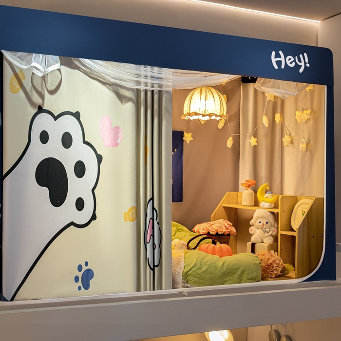 91家纺网 家纺一手货源 找家纺 飞轮海蚊帐 2025新款强遮光防蚊学生蚊帐-XZ-99（靠墙帘选配）你好