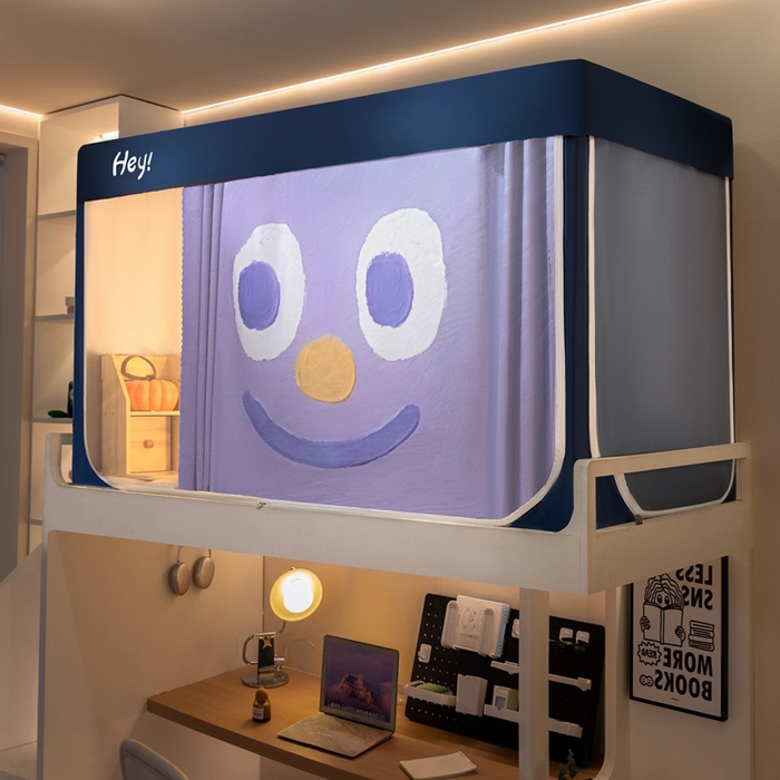 91家纺网 家纺一手货源 找家纺 飞轮海蚊帐 2025新款强遮光防蚊学生蚊帐-XZ-99（靠墙帘选配）开心紫