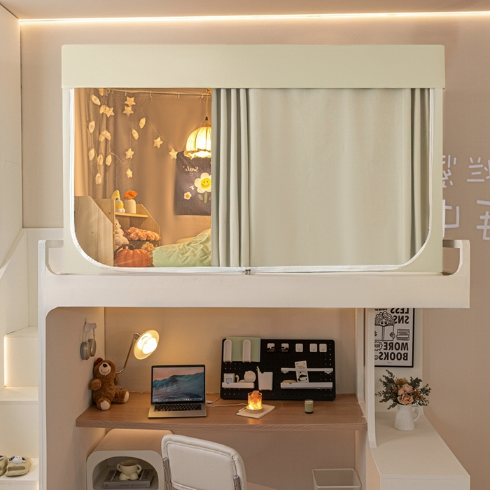 91家纺网 家纺一手货源 找家纺 飞轮海蚊帐 2025新款强遮光防蚊学生蚊帐-XZ-99（靠墙帘选配）奶油黄