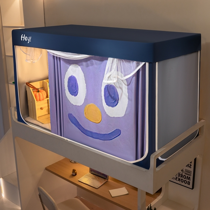 91家纺网 家纺一手货源 找家纺 飞轮海蚊帐 2025新款强遮光防蚊学生蚊帐-XZ-99（靠墙帘选配）开心紫