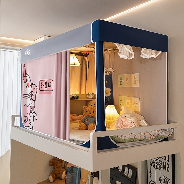 91家纺网 家纺一手货源 找家纺 飞轮海蚊帐 2025新款强遮光防蚊学生蚊帐-XZ-99（靠墙帘选配）外卖群