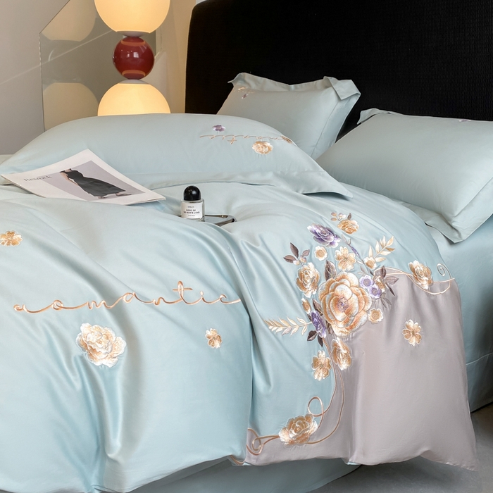 91家纺网 家纺一手货源 找家纺 （总）桃园 2025新款纯棉全棉长绒棉刺绣绣花四件套-梦境（高端礼盒）（券后不低于198）