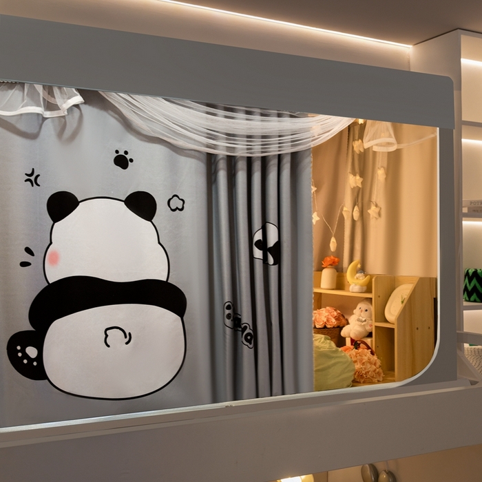 91家纺网 家纺一手货源 找家纺 飞轮海蚊帐 2025新款强遮光防蚊学生蚊帐-XZ-99（靠墙帘选配）熊猫宝