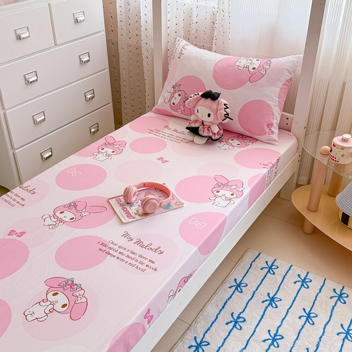 91家纺网 家纺一手货源 找家纺 沐辰 2025新款全棉纯棉三丽鸥学生季系列三四件套 点点美乐蒂