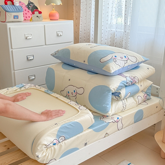 91家纺网 家纺一手货源 找家纺 沐辰 2025新款全棉纯棉三丽鸥学生季系列三四件套 点点云朵狗