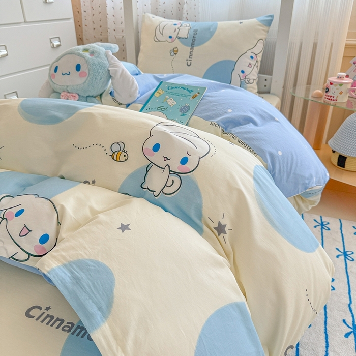 91家纺网 家纺一手货源 找家纺 沐辰 2025新款全棉纯棉三丽鸥学生季系列三四件套 点点云朵狗