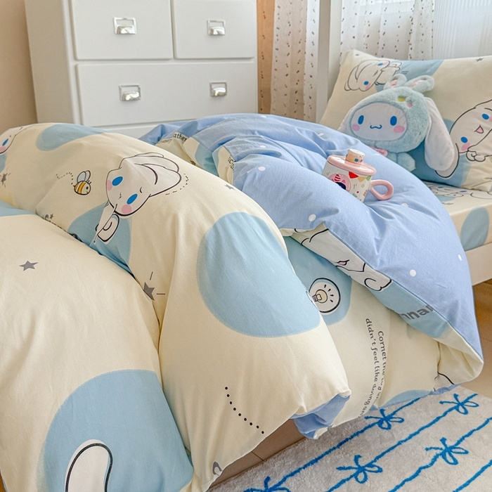 91家纺网 家纺一手货源 找家纺 沐辰 2025新款全棉纯棉三丽鸥学生季系列三四件套 点点云朵狗