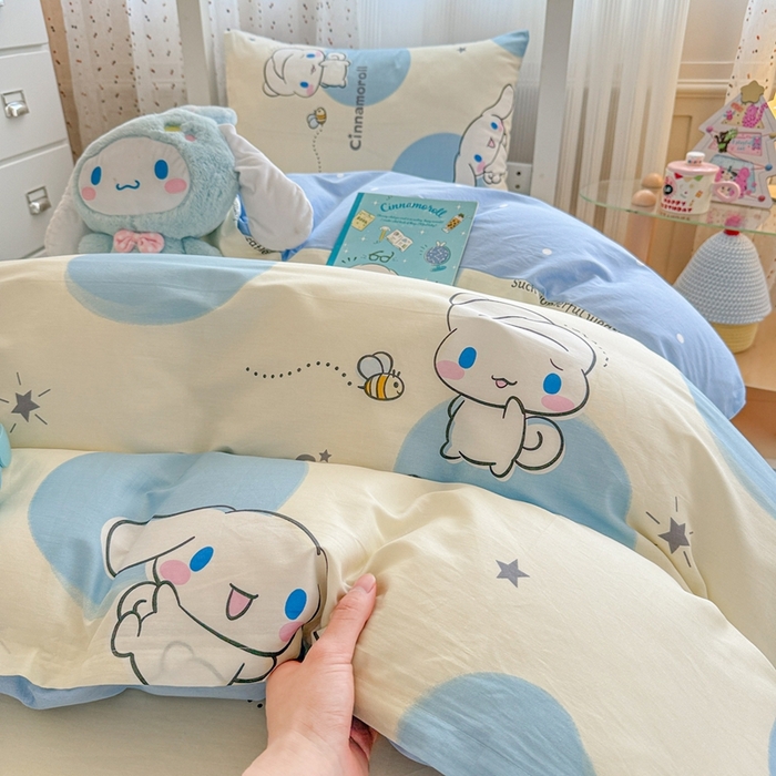 91家纺网 家纺一手货源 找家纺 沐辰 2025新款全棉纯棉三丽鸥学生季系列三四件套 点点云朵狗