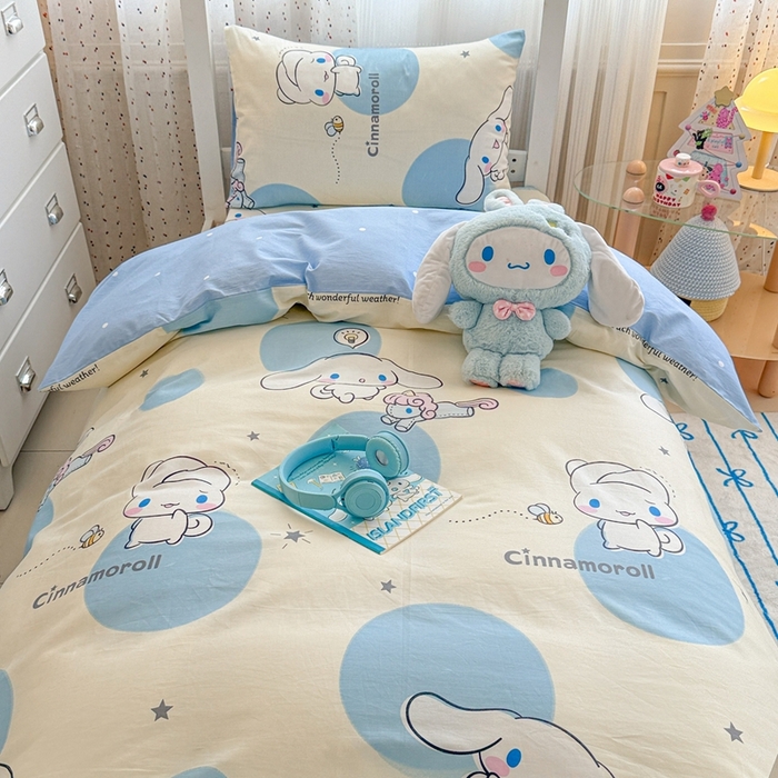 91家纺网 家纺一手货源 找家纺 沐辰 2025新款全棉纯棉三丽鸥学生季系列三四件套 点点云朵狗