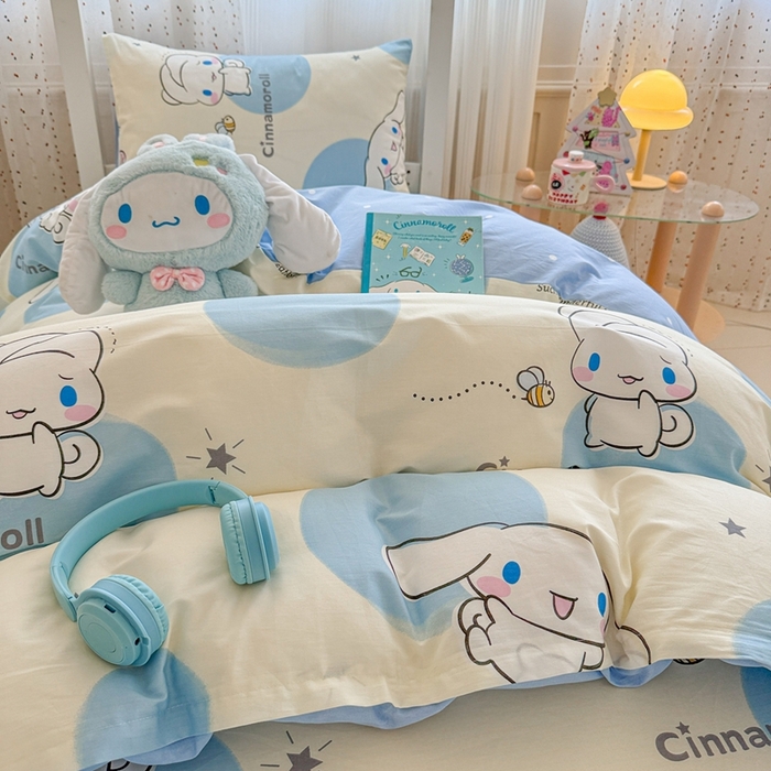 91家纺网 家纺一手货源 找家纺 沐辰 2025新款全棉纯棉三丽鸥学生季系列三四件套 点点云朵狗