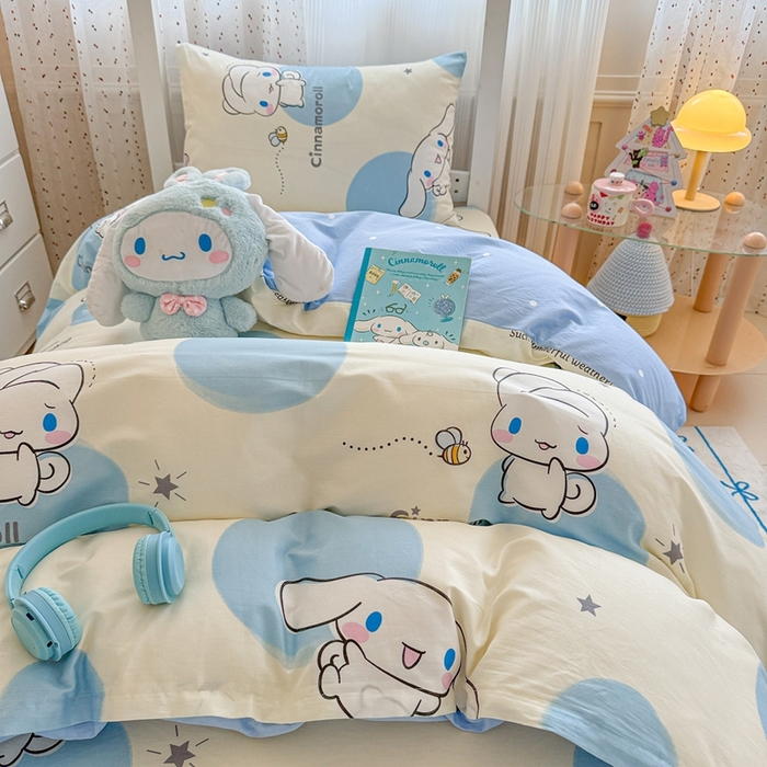 91家纺网 家纺一手货源 找家纺 沐辰 2025新款全棉纯棉三丽鸥学生季系列三四件套 点点云朵狗