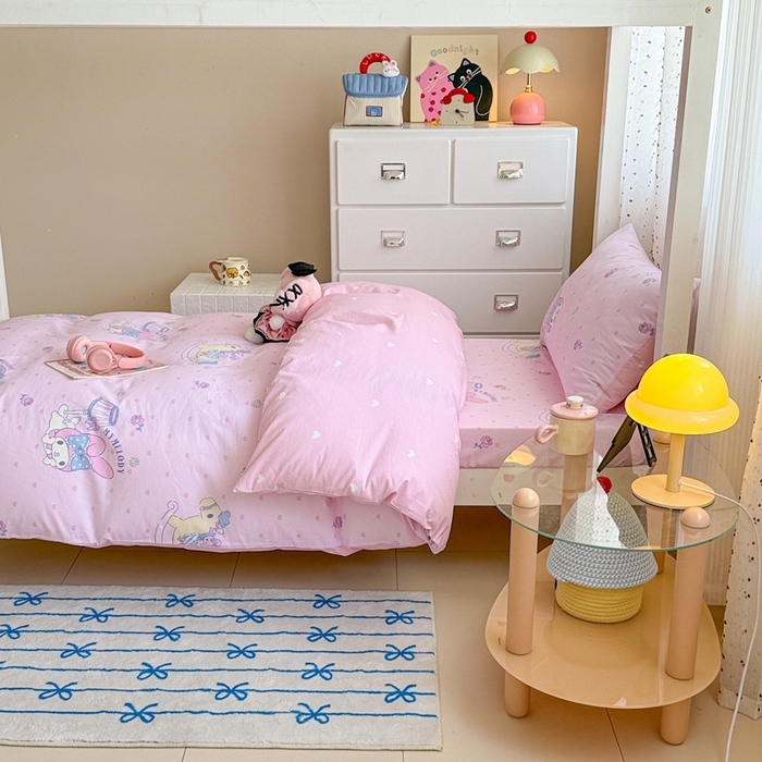 91家纺网 家纺一手货源 找家纺 沐辰 2025新款全棉纯棉三丽鸥学生季系列三四件套 开心美乐蒂