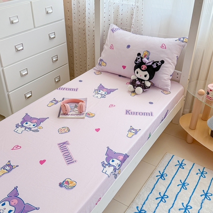 91家纺网 家纺一手货源 找家纺 沐辰 2025新款全棉纯棉三丽鸥学生季系列三四件套 葡萄库洛米