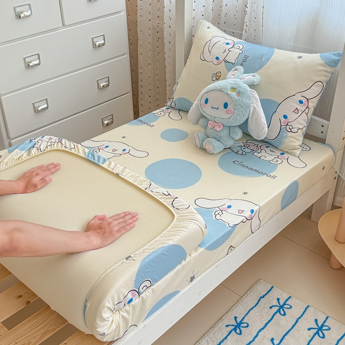 沐辰 2025新款全棉纯棉三丽鸥学生季系列单床笠单品床笠单件床笠 点点云朵狗