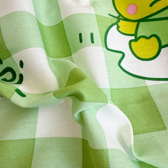 91家纺网 家纺一手货源 找家纺 沐辰 2025新款全棉纯棉三丽鸥学生季系列单床笠单品床笠单件床笠 绿格蛙蛙